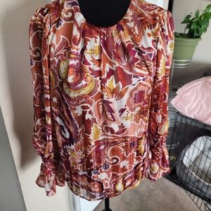 CeCe Multicolor Floral Paisley Blouse